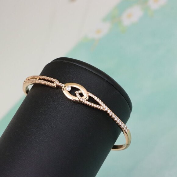 Elegant Rose Gold Bangle with Dainty Diamond Accents, XPBL0563 - Picture 1 of 12